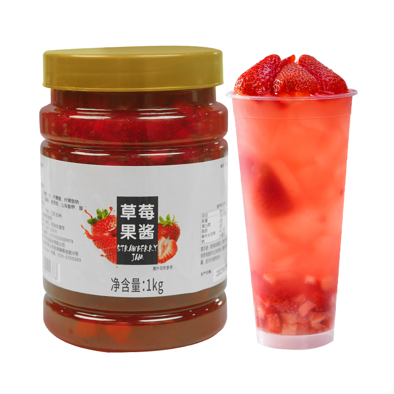 鲜活草莓酱1kg 芝芝莓莓水果茶果肉颗粒果泥酱奶茶专用原料商品 - 图3