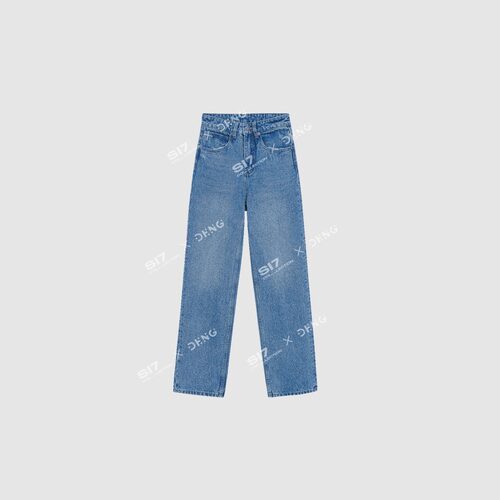 DENG 微窄版直筒显瘦显腿直雪花纹理全棉13oz中高腰牛仔裤NZS024 - 图3