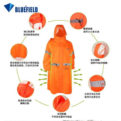 包邮 蓝色领域背包连体多功能雨衣男女户外野营登山摄影加厚雨披 - 图1