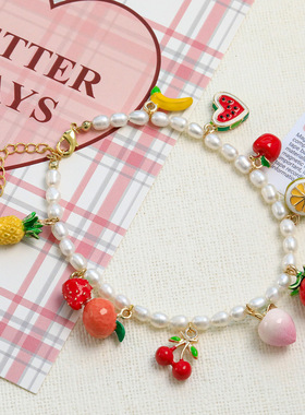 卡通合金滴油水果草莓吊坠 diy手工制作耳环手链饰品小挂件材料
