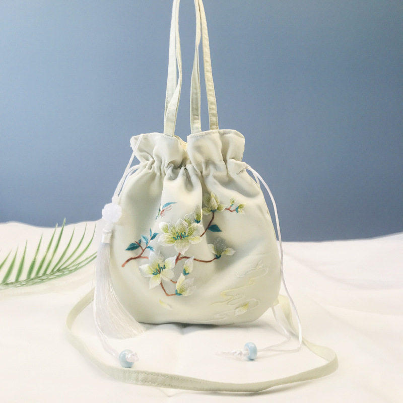 原创汉服古风包包文艺刺绣水桶手机包抽绳包 苏绣帆布抽绳国风包z,淘宝优惠券,粉丝福利购,淘宝优惠卷