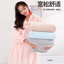 Long sleeve adult bathrobe can be worn in bath dress bathing bathing suit with cap Home Sleeping Gown Water Absorbent Speed Dry Autumn Winter New