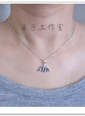 大耳狗玉桂狗925纯银项链