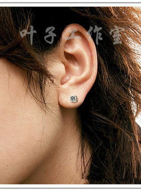 迈克尔杰克逊周边MJ标志纯银耳钉