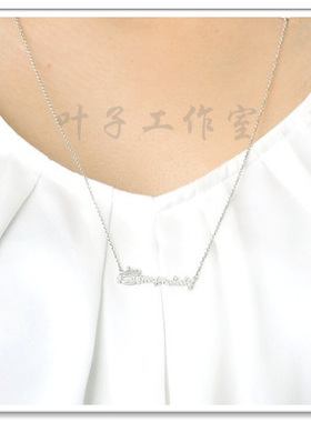 美乐蒂兔子英文字母925纯银项链