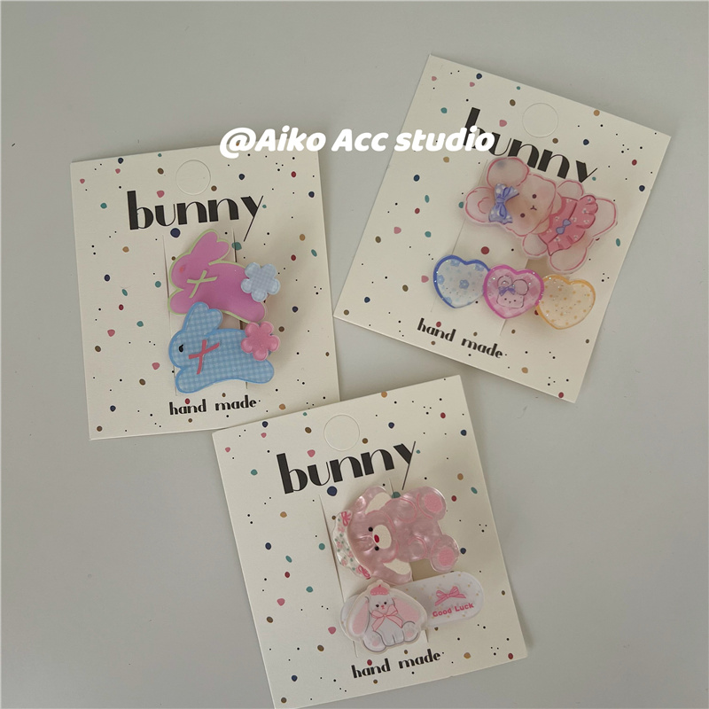 AIKO ACC韩国新款儿童可爱萌兔小熊小狗星星发夹刘海夹 - 图0