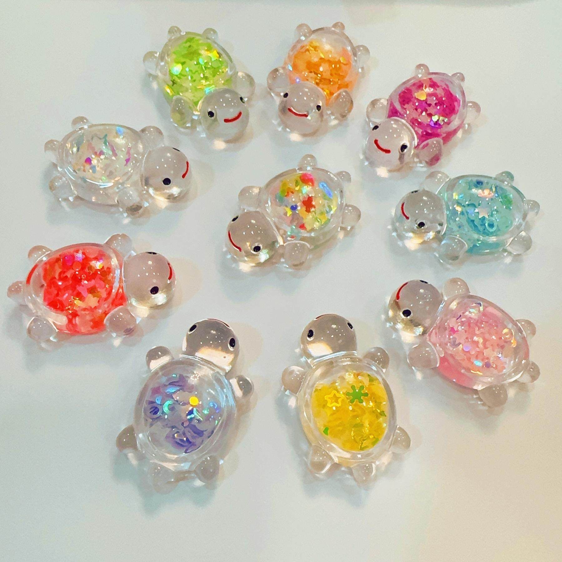 可爱大号透明夜光荧光夹心闪光亮片亚克力大乌龟树脂diy配件摆件,淘宝优惠券,粉丝福利购,淘宝优惠卷