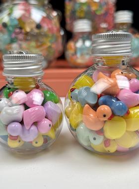 仿真diy夜光彩色发光马卡龙色树脂多彩小黄鸭子创意过家家玩具