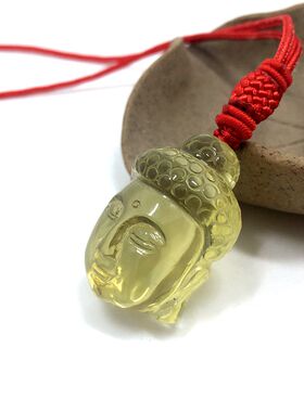 天然黄水晶释迦摩尼佛头吊坠