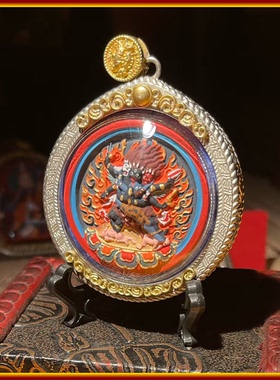 唐卡擦擦佛文玩绘西藏大黑天摆件