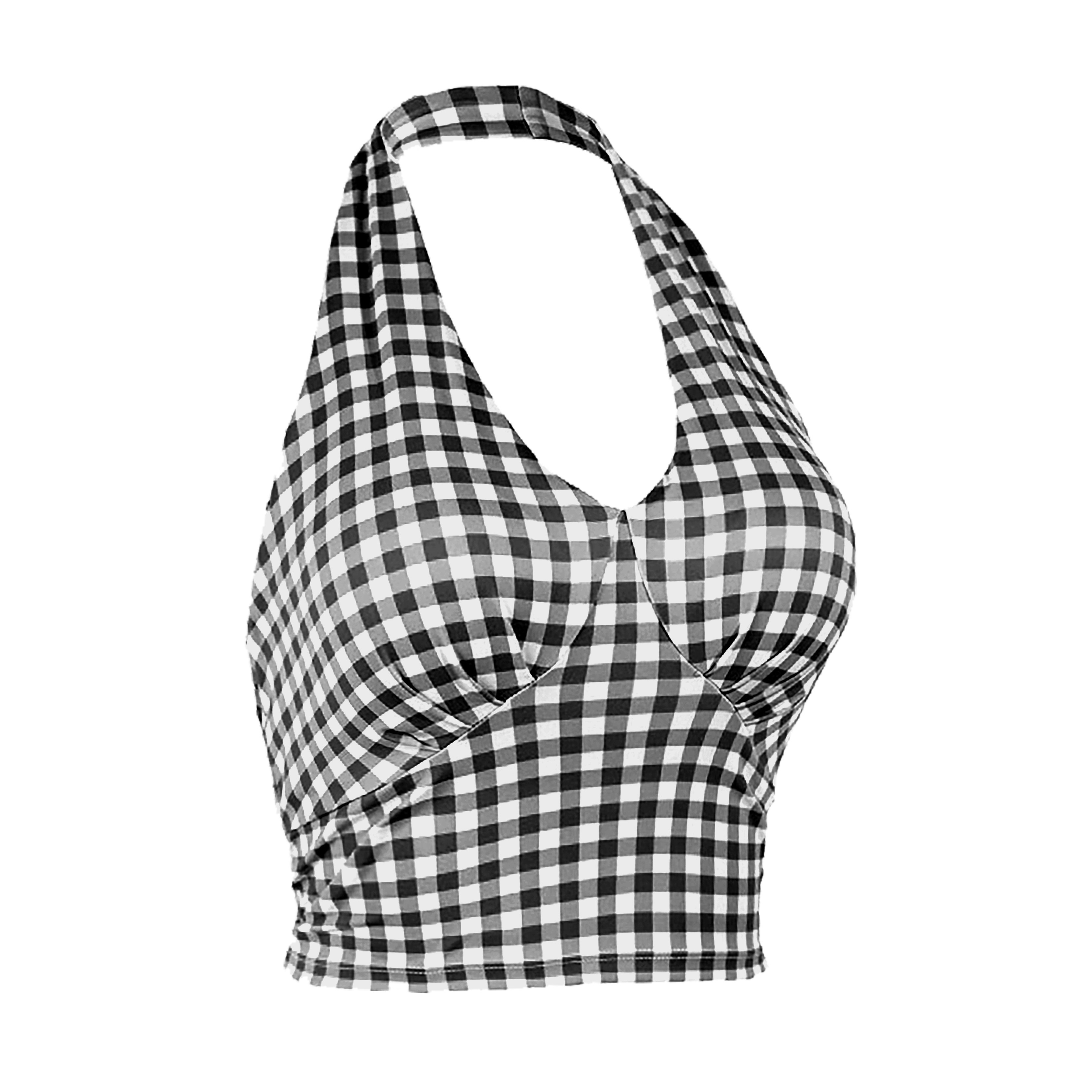 新款运动内衣女性感女士时尚瑜伽背心挂脖式防震格子健身外穿文胸,淘宝优惠券,粉丝福利购,淘宝优惠卷