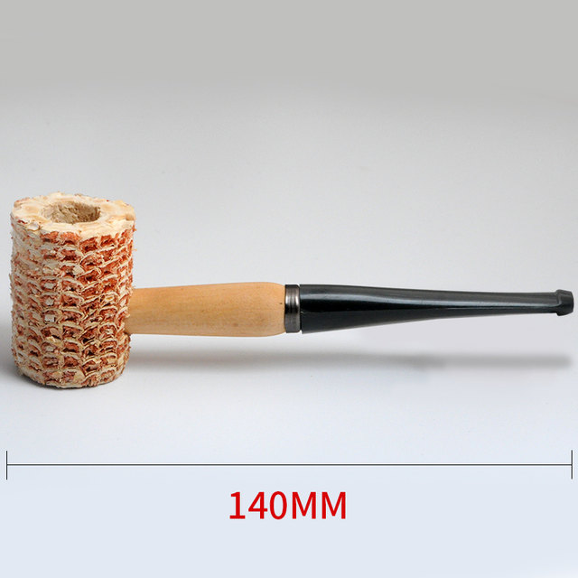 Corn cob pipe, novice entry pipe, large disposable curved pipe, straight pipe, hospitality pipe with flue