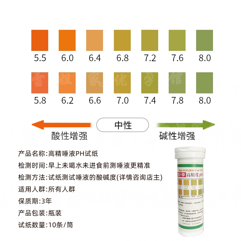 测酸碱度PH试纸口水人体质尿液唾液试测酸碱性PH试纸值2瓶-图0