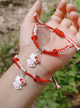 水晶KT猫合金吊坠手链女款送礼