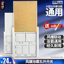 Bath Overpower Switch Five Open Universal Wind Warm Linkage 5 Open Switch Toilet Slide Cover Bathroom 86 Type of waterproof panel