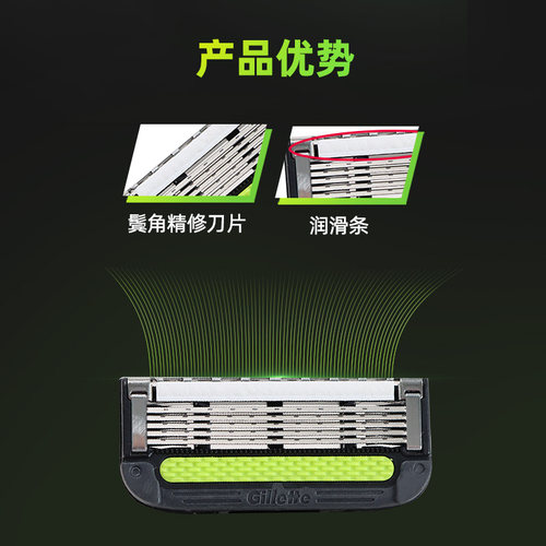 吉列gillette极光剃须刀男士刮胡刀配件替换剃须刀头原装五层刀片 - 图1
