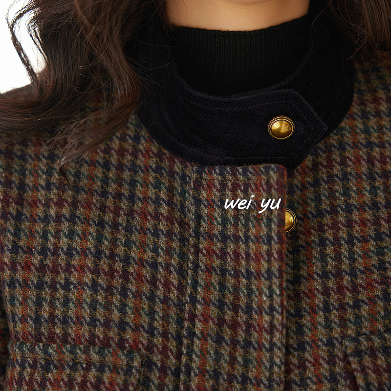 薇语大码女装高级感格子毛呢外套夹克2025秋冬新款上衣女呢子风衣,淘宝优惠券,粉丝福利购,淘宝优惠卷
