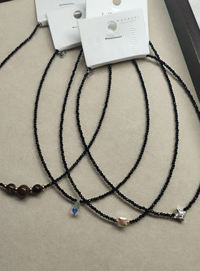 锆石黑晶水晶项链短链韩娜淑颈链
