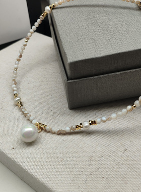 皇冠水晶原石珍珠项链短链韩娜淑
