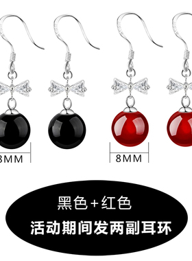 促销复古S925银蝴蝶结猫眼石耳