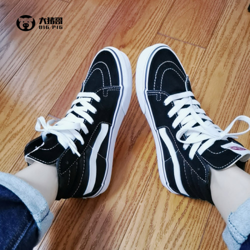 VANS范斯SK8-MID中帮黑白经典款情侣休闲男女鞋滑板鞋VN0A391F6BT - 图1