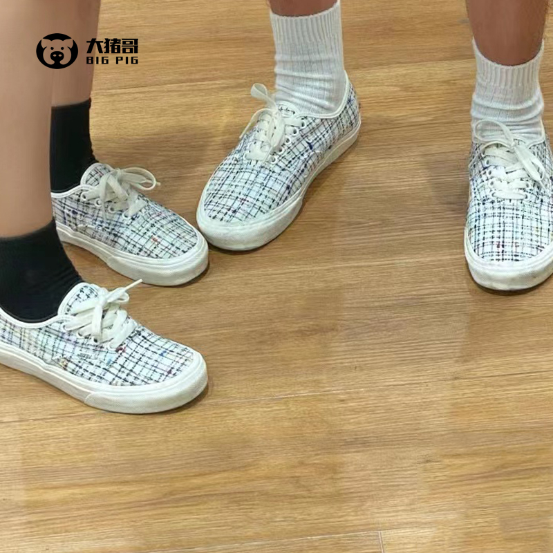 Vans范斯Authentic白色小香风编制男女款休闲帆布板鞋VN0A5KS96SV