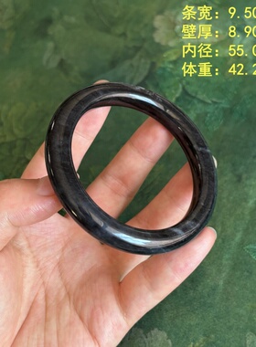 55.0密度脂份双高墨玉籽料手镯