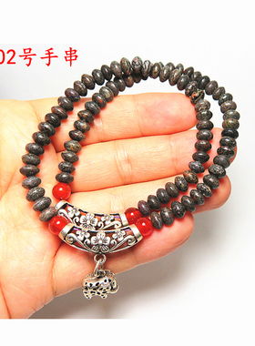 恐龙骨化石天然佛珠手串项链