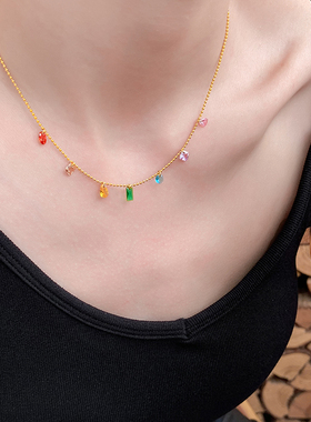 楚楚饰品铜镀18K金锆石项链