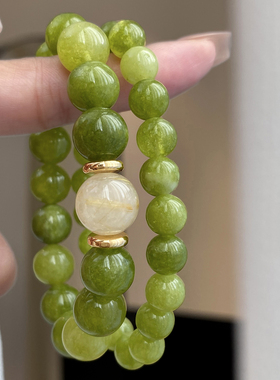 巨显白橄榄石水晶手串小红书爆款