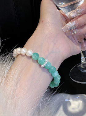 夏日清新绿色天河石珍珠手串