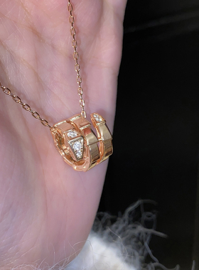 精工版~三圈蛇骨项链18K玫瑰金