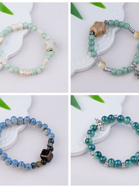 2026时尚景德镇陶瓷手串新中式饰品陶瓷手串清新绿色手链女百搭感