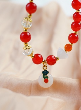 2026时尚春节新年感义乌小商品珍珠手链女生气质手饰红色水晶手串