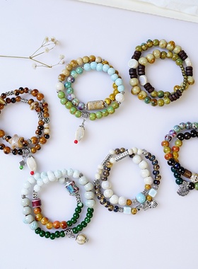 2026时尚新中式双圈景德镇陶瓷手链饰品女民族风手串感一缕瓷配饰