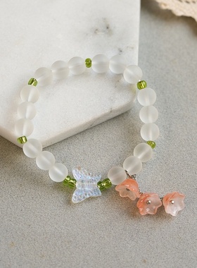 2026时尚景德镇货源仙女气质森系蝴蝶铃兰花水晶手链女感串珠手串