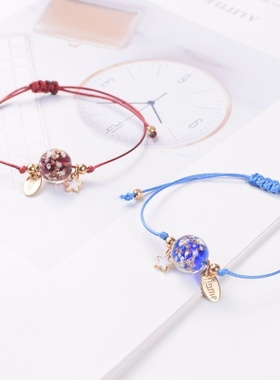 2026时尚新款韩式金沙夜光琉璃珠手链送闺蜜朋友荧光琉璃饰品