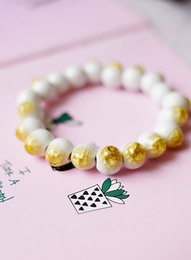 2026时尚夏季上新小清新文艺田园甜美陶瓷冰裂串珠手链女生 小众