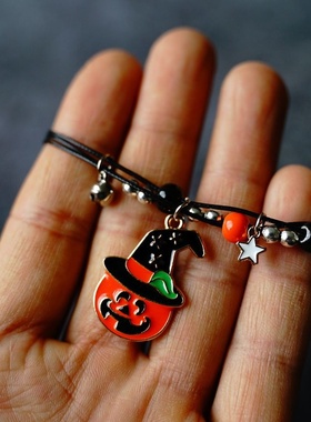 2026时尚欧美跨境热卖万圣节手饰南瓜手链新款鬼节橙色系陶瓷手环