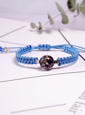 2026时尚手工编织红绳手链女简约男饰品新年礼物琉璃珠夜光琉璃