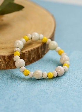 2026时尚黄色系景德镇陶瓷手链古风串珠新中式国风小清新百搭文艺