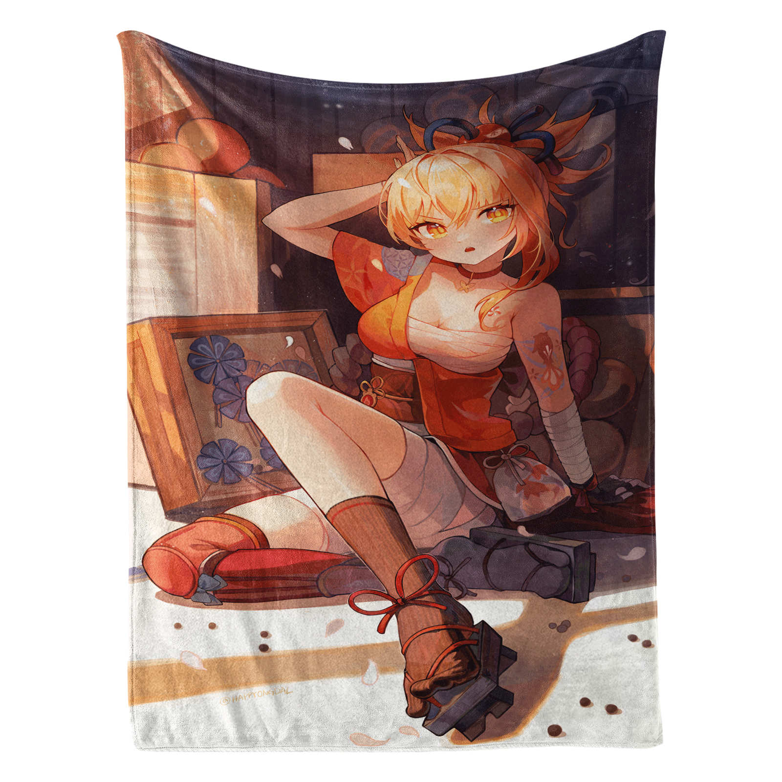 原神宵宫法兰绒毛毯盖毯动漫毛毯家居外出保暖法兰绒毯学生 - 图0