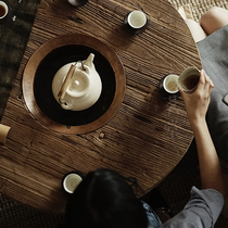 Solid wood old elm wood New Chinese style tea table and chairs combination tea table drinking tea table tea util tea tea tea tea table retro brief