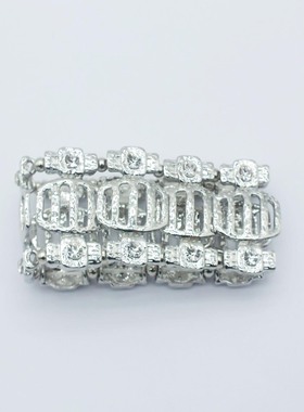 欧美外贸时尚饰品复古银色手镯女士夸张镂空弹力手链