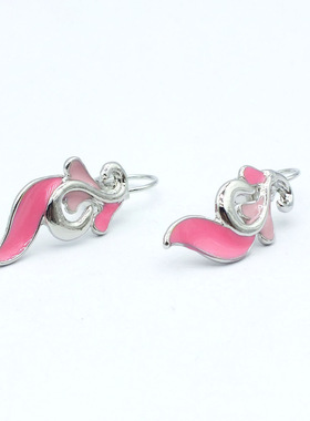 欧美外贸新款粉色树叶设计项链女吊坠个性粉色珐琅彩项饰