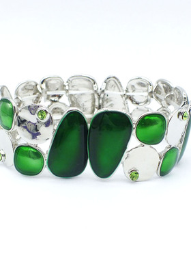 欧美外贸饰品复古珐琅彩水滴形状手镯女士夸张中古滴油弹力手链