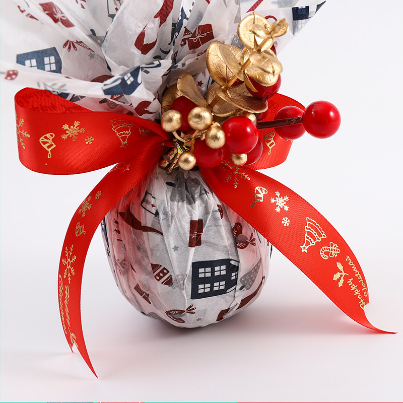 花喜爱圣诞节礼物包装烫金丝带花束彩带苹果礼品绸带手工diy装饰