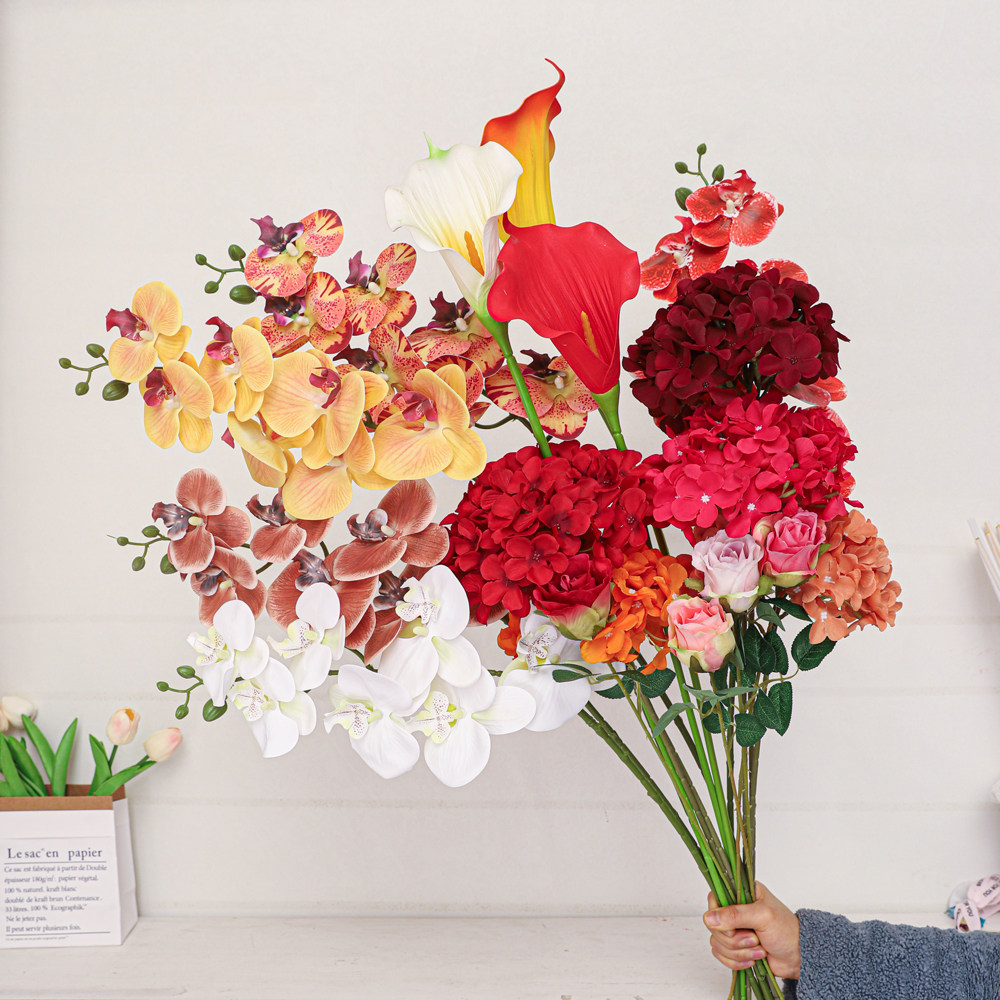 新款3D仿真蝴蝶兰仿真绣球红掌大丽花冬青红果尤加利鲜花包装材料,淘宝优惠券,粉丝福利购,淘宝优惠卷