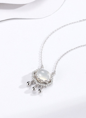 925祥云如意平安锁项链女纯银镀k金色吊坠网红同款同心锁国风