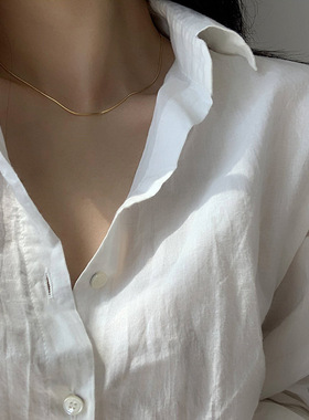 韩国INS 简约冷淡风S925纯银蛇骨项链女百搭精致时尚锁骨链颈